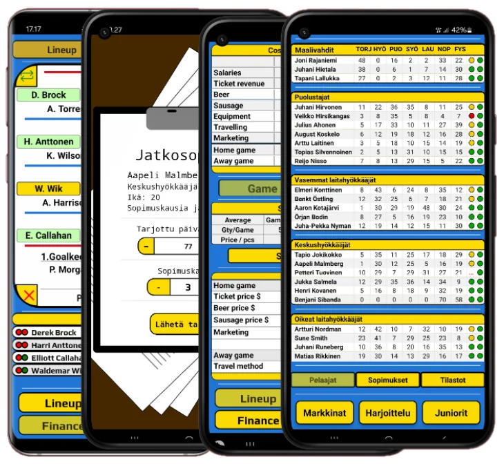 Pocket Hockey Manager -pelaajien ryhmäkuva sovelluksesta
